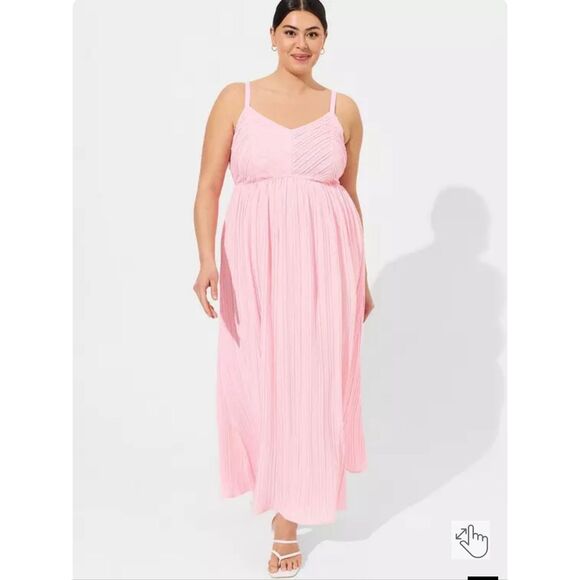 Torrid Maxi Plisse Pleated Dress Orchid Pink Plus Size 6 Long Sleeveless Formal - Picture 1 of 16